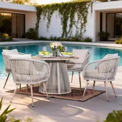 4-Seat Outdoor Dining Set – Round Metal Table with Chairs, Garden Patio Furniture (PAD-2541-SC4+TA)