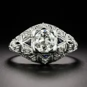 Art Deco 1.01 Carat Diamond and Sapphire* Ring - GIA L SI1