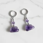 Amethyst Cloud Earrings with Silver Hoops