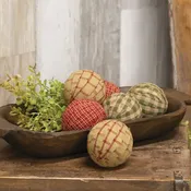 Primitive Gingham Rag Balls 3 Color Options