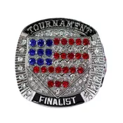 American Flag Home Plate Ring 11 Red-White-Blue/Silver