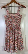 Jessica Simpson Floral Summer Dress Small Stretch Bodice Tiered Skirt Ruffle Hem
