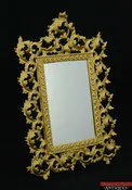 Vintage Cast Iron Art Goldtone Art Nouveau Style Framed Mirror JM 32 Leaf Scroll