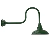 12" Dahlia LED Barn Light with Industrial Arm in Vintage Green