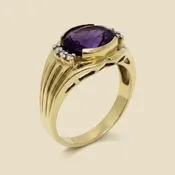 14K Amethyst & Diamond Cocktail Ring