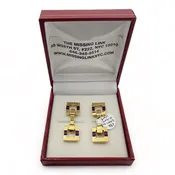 18k Gold and Enamel Stirrup Double Sided Cufflinks