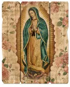 11 1/4" x 14" Our Lady of Guadalupe Large Vintage Wooden Plaque