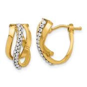 14K Yellow Gold Leslie's Women's 9.2mm Crystals Fancy Wave Hoop Earrings