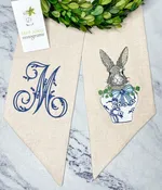 Bunny in Chinoiserie Planter Wreath Sash