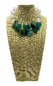Cracked Crystal Quartz, Green Quartz Sterling Silver and Stainless Steel necklace