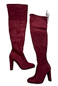 Burgundy Faux Suede Over The Knee Block Heel Boots Pointed Toe Wine Red Size 7 - $25 (70% Off Retail) - From Stephanie