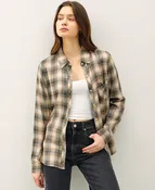Amora Tartan Long Sleeve Shirt – Charcoal