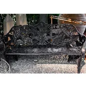 Black Fern Motif Iron Bench, Set Of 2