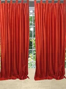 2 Orange Curtains – Handmade Tab Top Drapes for Windows, Luxurious Textured Drapes