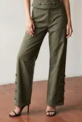 Button Detail Barrel Pant