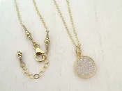 16" - 17" Druzy Quartz, Gold Filled Necklace
