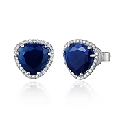 14K Blue Sapphire Slice Diamond Earrings
