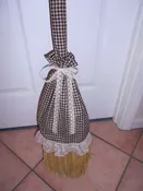 Broom Cover Coverlette Black and Cream Tan Check — Butterfly Mornings and Wildflower Afternoons