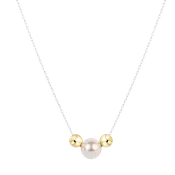 16" Necklace Mixed Metal - Purpose Gold Pearl