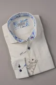 3077 WHITE WITH BLUE BUTTON