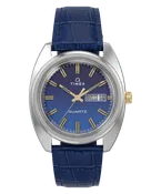 1976 Day Date Fume Reissue Inspired | 37mm, Steel, Leather, Blue Dial