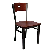 Black Interchangeable Back Metal Chair With a Star in the Back
