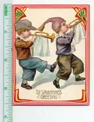 Valentine Greetings Children playing Trumpets Mini Greeting Card AA116179