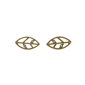10kt Yellow Gold and CZ Cubic Zirconia Small Leaf Stud Earrings