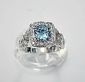 Estate Aquamarine Diamond Ring 1.50 carats