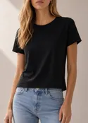Cotton Modal Slub Crew Tee Black