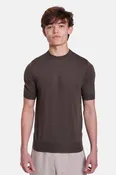 140's Silk Cashmere Short Sleeve Crew Cacao