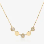 Gold Alternating Diamond Pave Disc Necklace