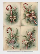 Candy Cane Rice Paper – Quad Decoupage Sheet DC474  Christmas Crafts, Furniture, and Holiday Decor