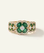 Aanika V. Emerald & Diamond Cluster Ring - 1.7 Ct. T.W.