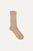 Cotton Ribbed Socks in Beige
