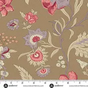 Fabric Andover Toffee Wildflowers Wildflower Cottage by the Quarter Yard 1590-N