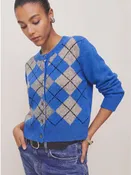 Argyle Button Down Long Sleeve Cardigan