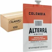 Alterra Freshpack Colombia Coffee Compatible with Flavia Aroma, Flavia Barista, FLAVIA Creation 600, Flavia Creation 500, Flavia Creation 200, Flavia Creation 150, Flavia Creation 300 - Medium - Freshpack - 100 / Carton