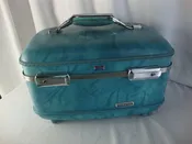 Vintage American Tourister Blue Marble Makeup Train Travel Case