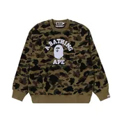 1ST CAMO JACQUARD COLLEGE RELAX FIT CREWNECK SWEATSHIRT (GREEN)