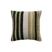 20" Square Woven Cotton Blend Chenille Pillow w/ Stripes & Cotton Back