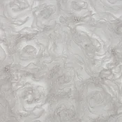 3D Fabric Roses Glitter Tulle - Light Gray