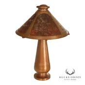 Antique Benedict Studios Arts And Crafts Hammered Copper And Mica Table Lamp