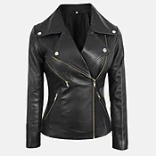 Black Asymmetrical Leather Women Motorcycle Jacket