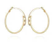 14K Goldtone Tri-Crystal Stone Hoop Earring