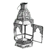 Antiqued Zinc Tabletop Lantern Medium