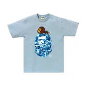 A BATHING APE ABC CAMO MILO ON BIG APE TEE - SAX X BLUE