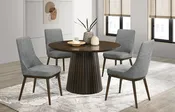 Holt Espresso 5 Piece Round Dining Set with Upholstered Side Chairs