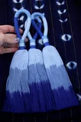 11" Big Blue Ombre Tassel, Handmade Cotton Wall Hanging