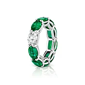 EMERALD AND DIAMOND ETERNITY BAND RING, 7.71 CARATS